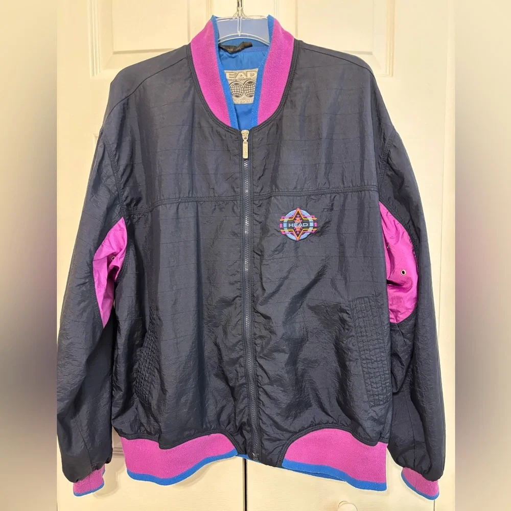 Vintage Head Sportswear worldwide men’s Jacket size L Navy and Pink
